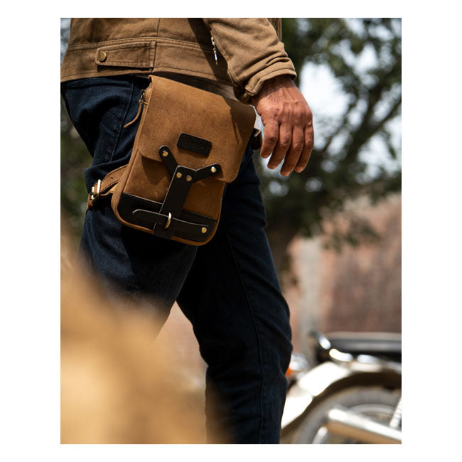Trip Machine, Thigh bag / leg bag. Tobacco brown