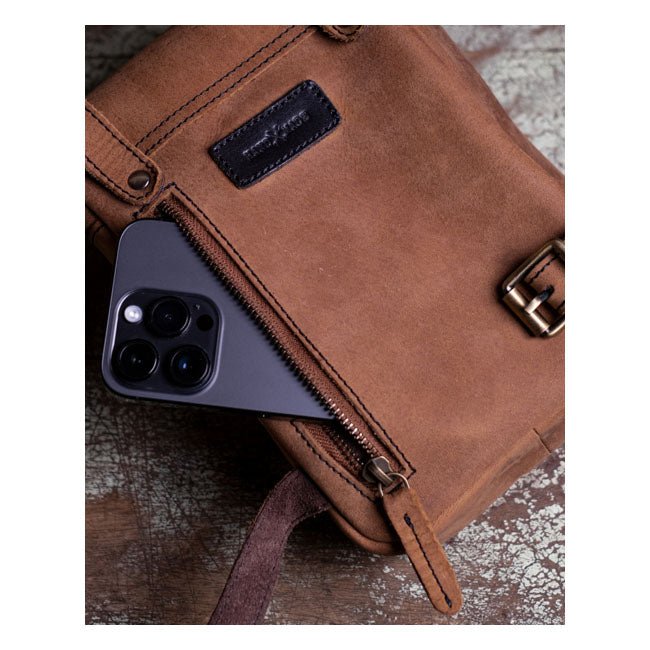 Trip Machine, Thigh bag / leg bag. Tobacco brown
