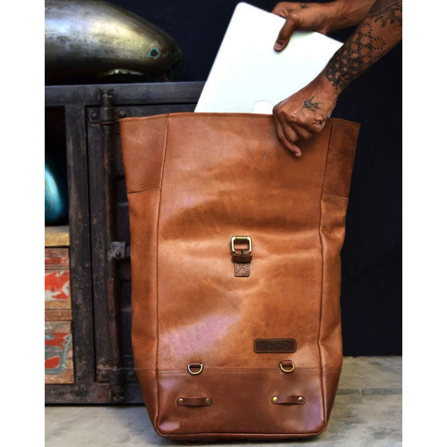 Trip Machine Backpack panniers vintage tan