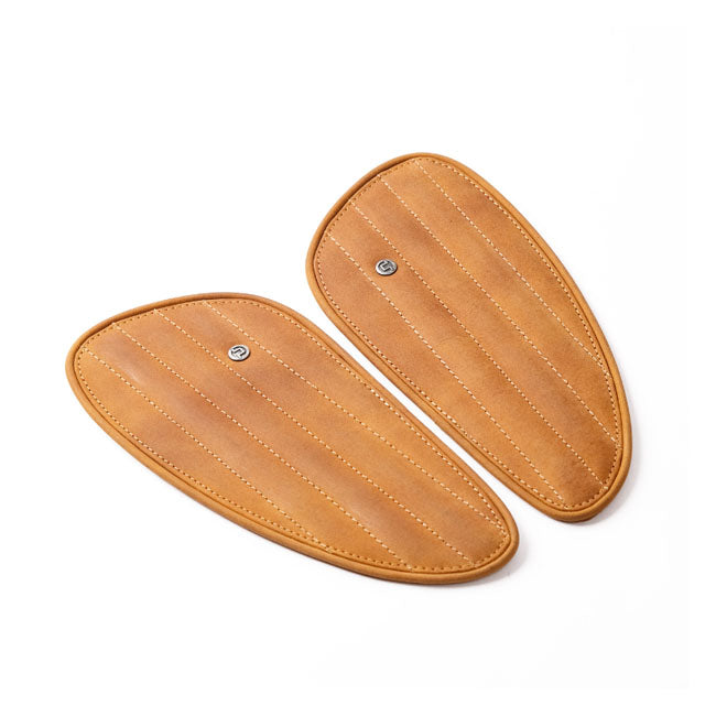 Trip Machine, Classic leather tank pad set. Tan