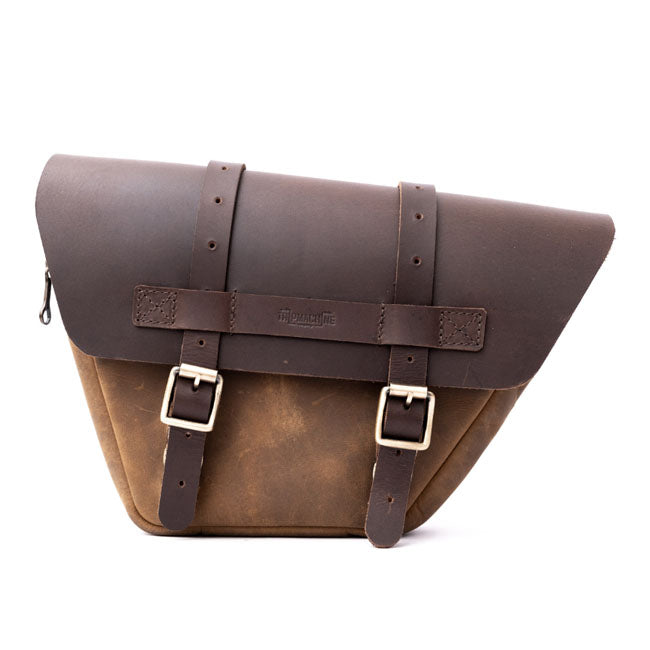 Trip Machine, Wingman side panel bag set. Tobacco brown