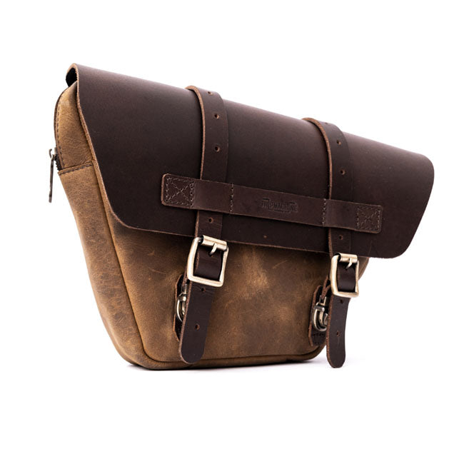 Trip Machine, Wingman side panel bag set. Tobacco brown