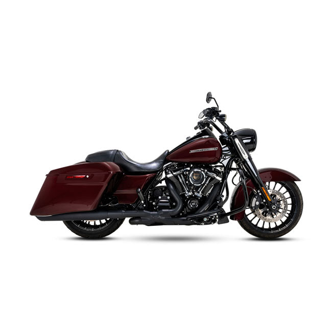 Vance & Hines, 4" Twin Slash Round slip-on mufflers. Black — 17-25 FLT/Touring (excl. Trikes)