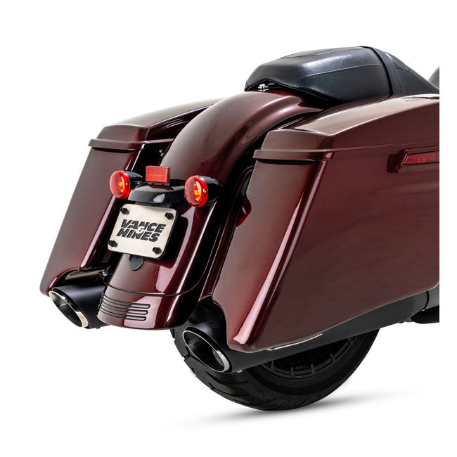 Vance & Hines, 4" Twin Slash Round slip-on mufflers. Black — 17-25 FLT/Touring (excl. Trikes)