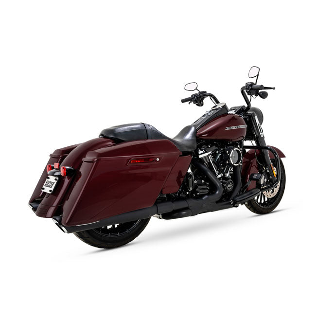 Vance & Hines, 4" Twin Slash Round slip-on mufflers. Black — 17-25 FLT/Touring (excl. Trikes)