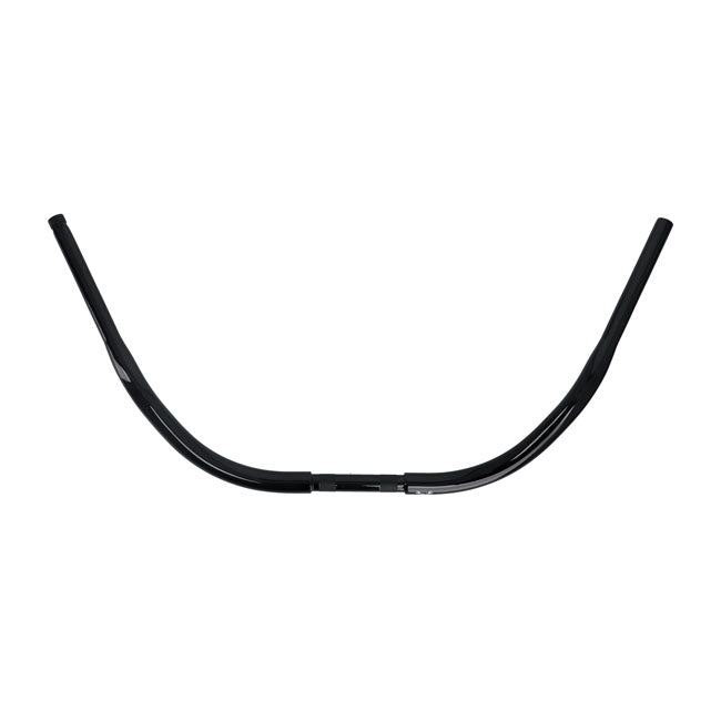 Burly, 1-1/4" Beach Bar handlebar. Gloss black — 82-24 H-D mech. & e-throttle (excl. 88-11 Springers) with 1" I.D. risers (NU)