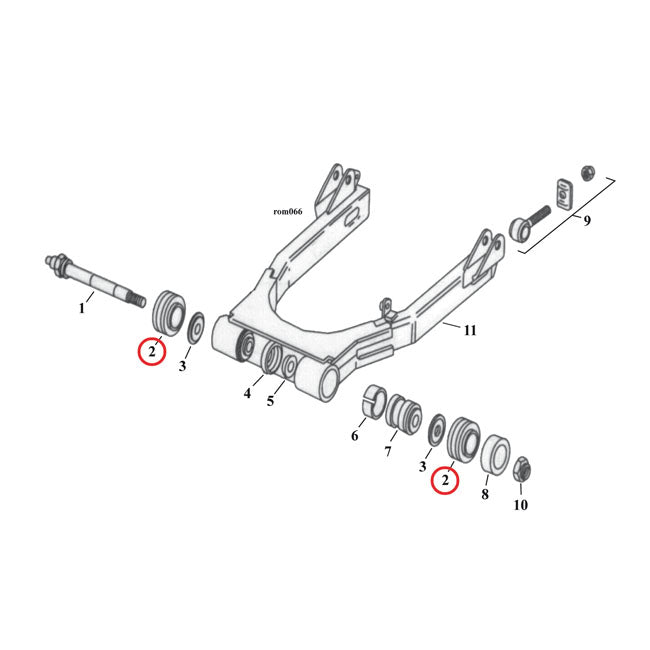 Outer rubber, swingarm — 84-94 FXR; 86-08 FLT/Touring (NU)