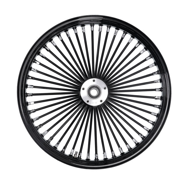 MCS radial 48 fat spoke front wheel 3.50 x 21 DF black — 00-07 FLT/Touring (NU)