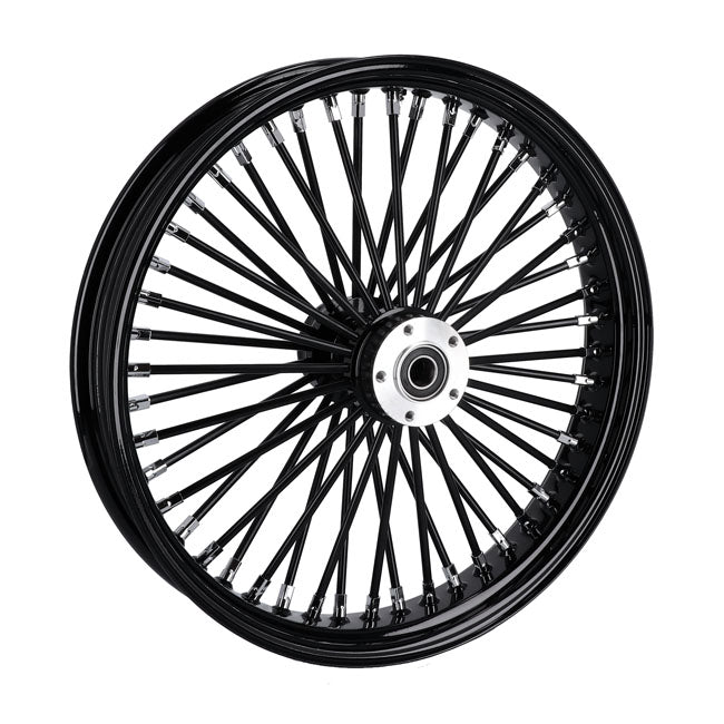 MCS radial 48 fat spoke front wheel 3.50 x 21 DF black — 00-07 FLT/Touring (NU)