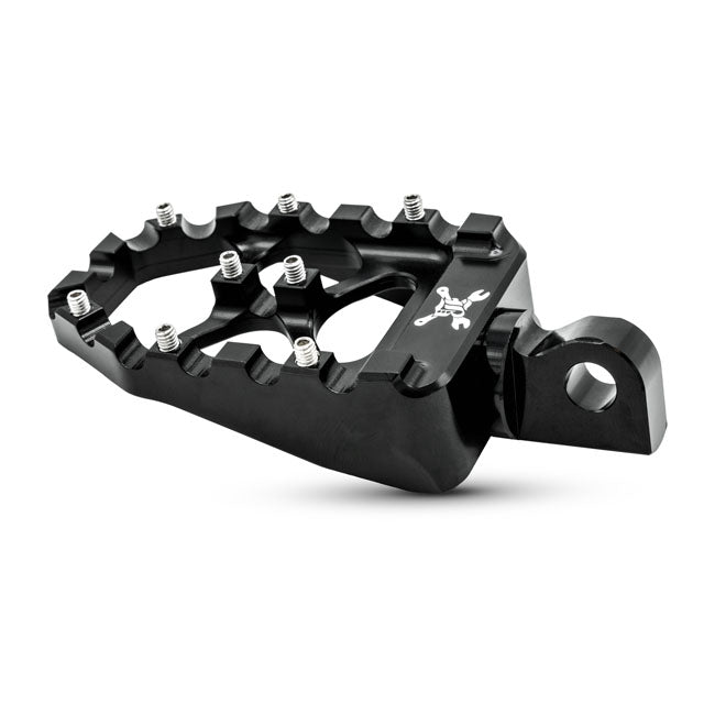 Burly, MX Evolution foot pegs. Black — All H-D with traditional male mount. (Excl. rider/passenger on: 18-24 Softails; 20-21 Livewire. Excl. rider location on: 15-20 XG; 10-22 XL1200X/XS; 11-20 XL1200C; 12-16 XL1200V)
