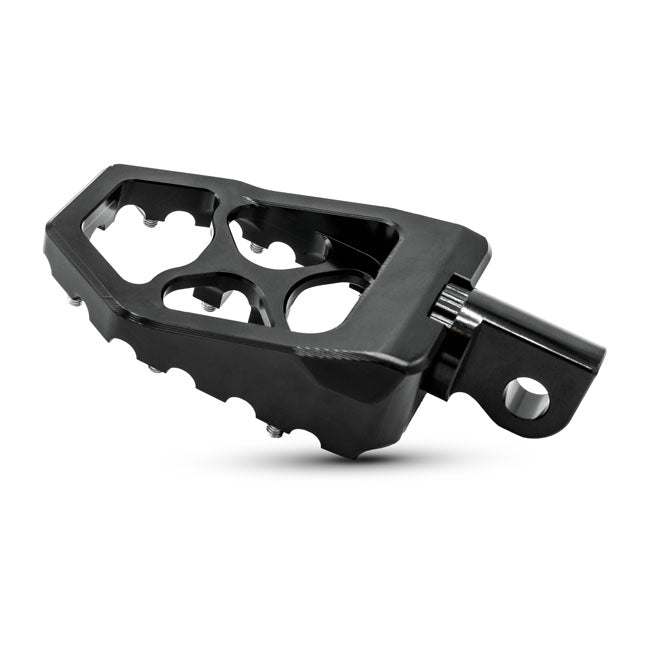 Burly, MX Evolution foot pegs. Black — All H-D with traditional male mount. (Excl. rider/passenger on: 18-24 Softails; 20-21 Livewire. Excl. rider location on: 15-20 XG; 10-22 XL1200X/XS; 11-20 XL1200C; 12-16 XL1200V)