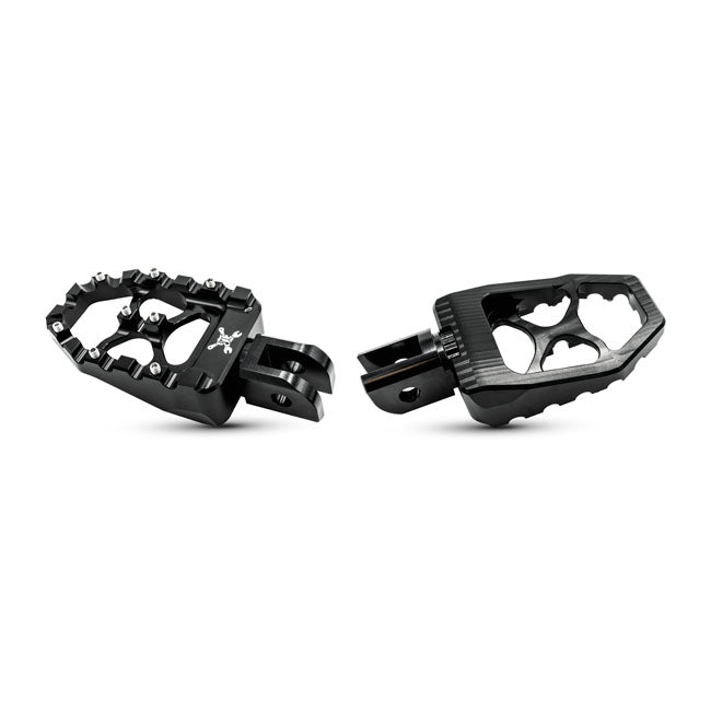 Burly, MX Evolution foot pegs. Black — 18-24 Softail with foot pegs (rider); Triumph Thruxton