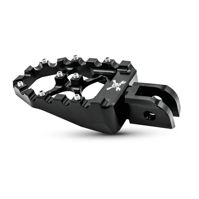 Burly, MX Evolution foot pegs. Black — 18-24 Softail with foot pegs (rider); Triumph Thruxton