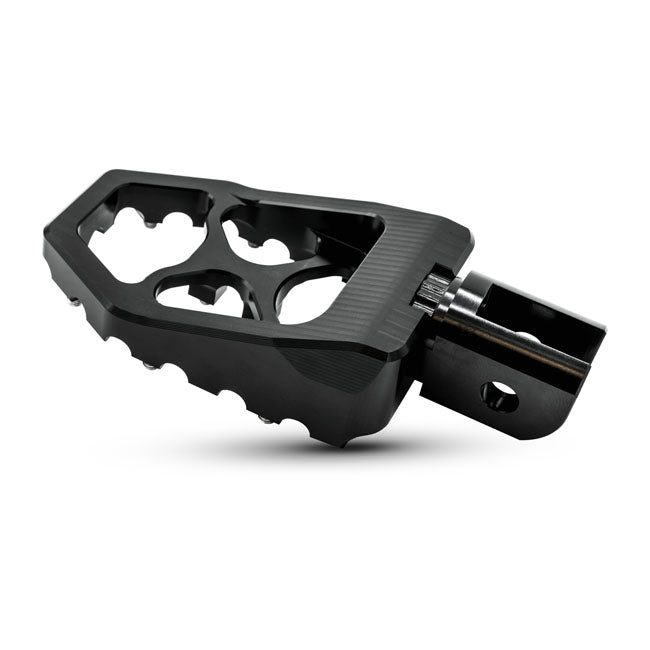 Burly, MX Evolution foot pegs. Black — 18-24 Softail with foot pegs (rider); Triumph Thruxton