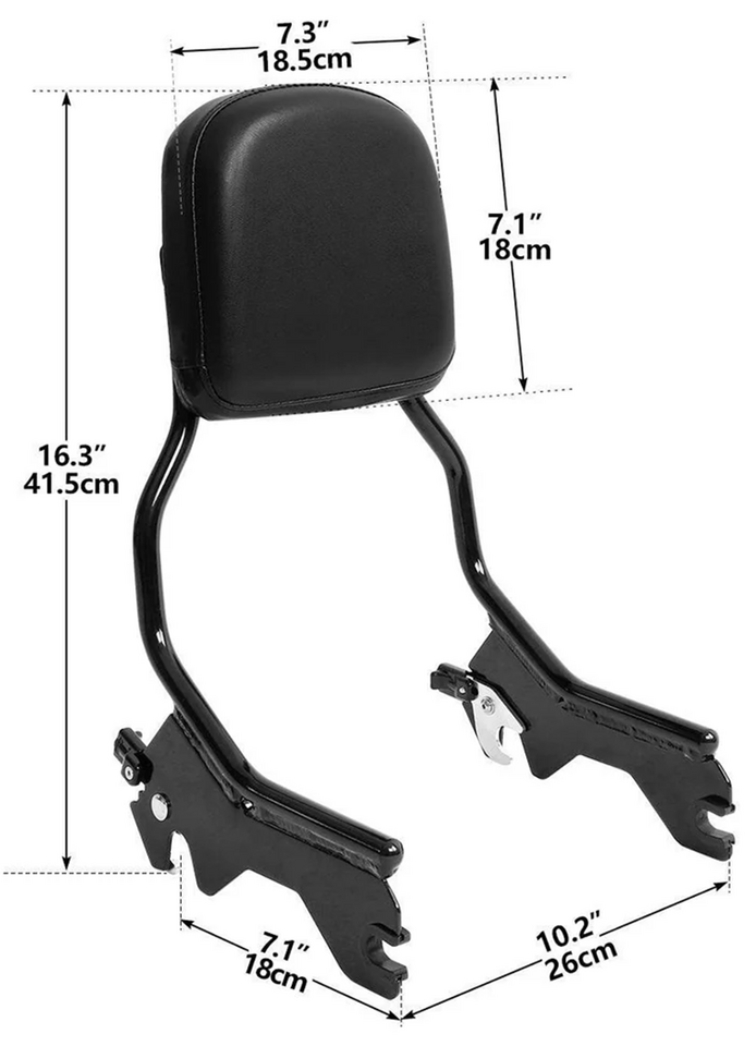 DETACHABLE ONE PIECE SISSY BAR FOR DELUXE, HERITAGE, SLIM, STREET BOB & STANDARD
