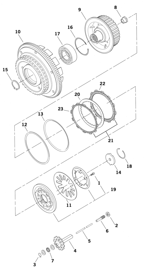 PARTS FOR STANDARD CLUTCH ON 1998-2000 EVOLUTION BIG TWIN & 1999-2017 TWIN CAM