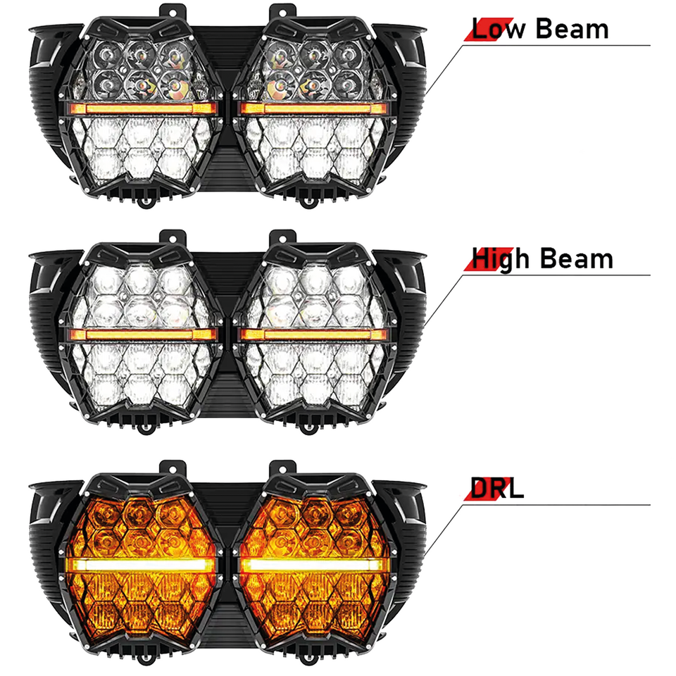 HONEYCOMB ROAD GLIDE LED HEADLIGHT UNIT