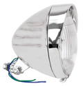 CHROME SPRINGER STYLE HEADLIGHT, LATE MODEL WITH GROOVES AND VISOR