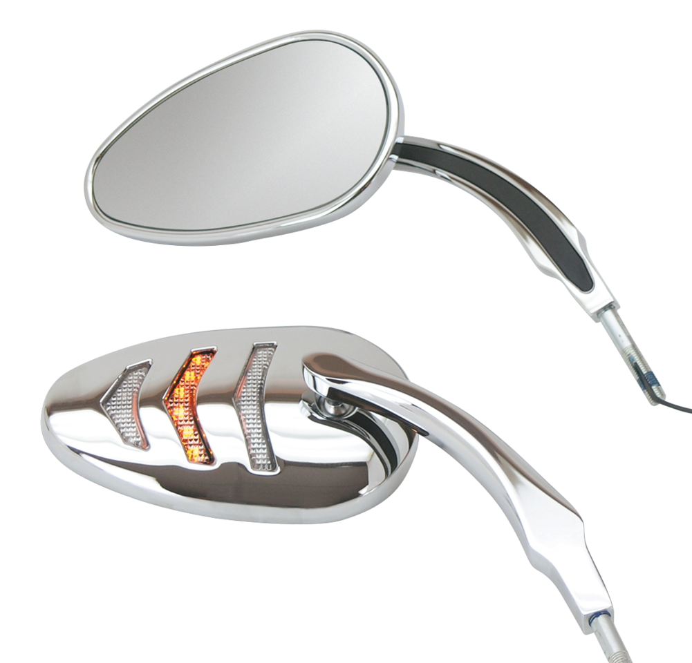 CHROME "DETONATOR" MIRRORS WITH BUILT-IN LED LIGHTS