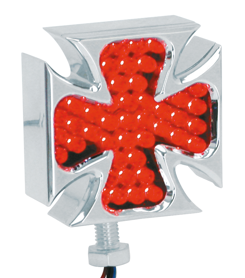 BILLET ALUMINUM LED MALTESE CROSS MARKER LIGHTS WITH CHROME PLATED FINISH